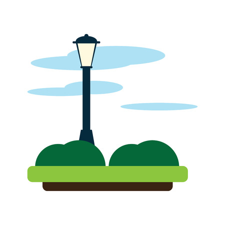 View of a public park with a lamp. Vector illustration designのイラスト素材