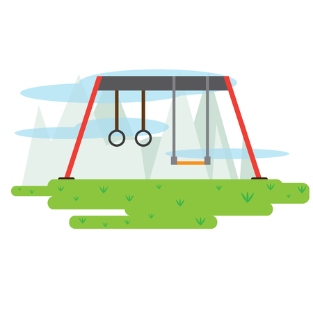 View of a public playground with a swing. Vector illustration designのイラスト素材
