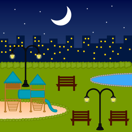 View of a playground with a slide. Vector illustration designのイラスト素材