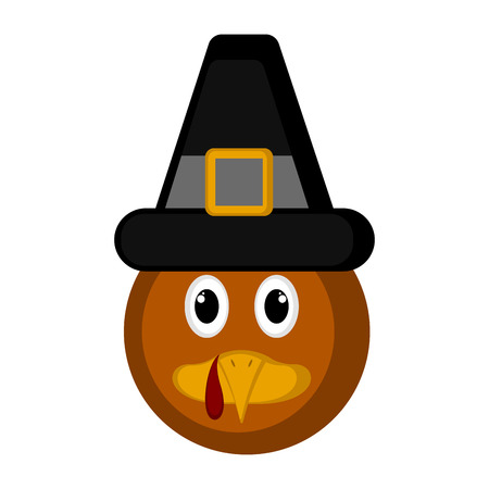 Avatar of a turkey bird with a pilgrim hat. Vector illustration designのイラスト素材