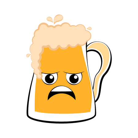 Colored sad beer mug icon. Vector illustration designのイラスト素材