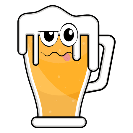Colored drunk beer glass icon. Vector illustration designのイラスト素材
