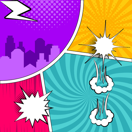 Colored comic pages with halftone effects. Vector illustration designのイラスト素材