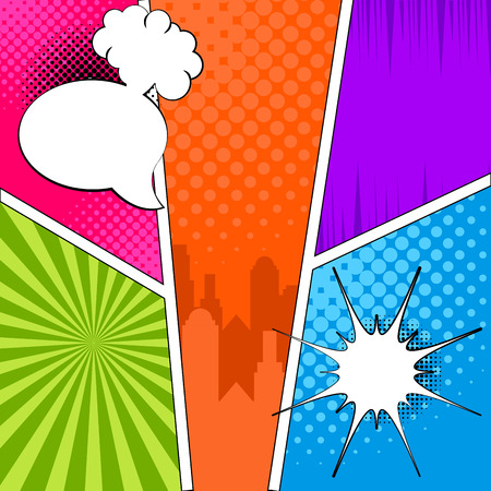 Colored comic pages with halftone effects. Vector illustration designのイラスト素材