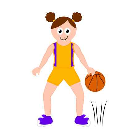 Isolated cute basketball player with a ball. Vector illustration designのイラスト素材