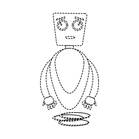 Dotted line cute robot toy icon. Vector illustration designのイラスト素材