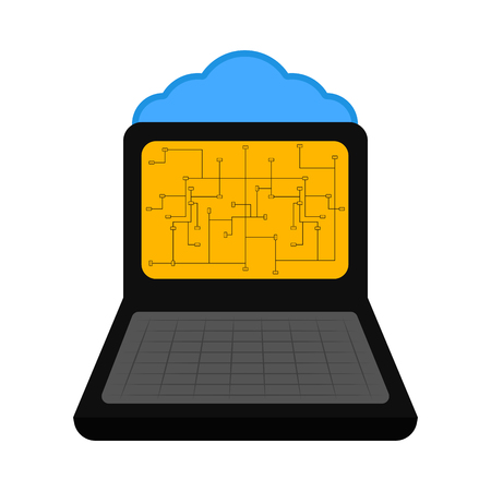 Laptop with a cloud technology. Cloud computing concept. Vector illustration designのイラスト素材