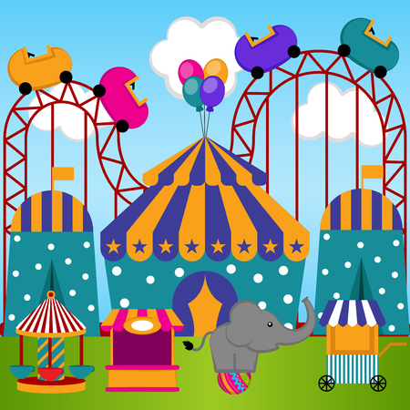 View of a carnival theme park. Vector illustration designのイラスト素材