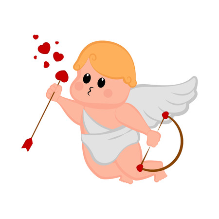 Cute cupid boy icon with bow and arrows. Valentine day. Vector illustration designのイラスト素材