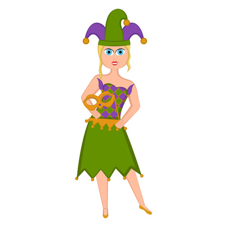 Girl with a mardi gras costume. Vector illustration designのイラスト素材