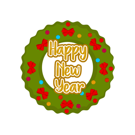 Christmas holly wreath. Happy new year. Vector illustration designのイラスト素材