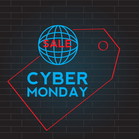 Neon cyber monday promotion. Vector illustration designのイラスト素材