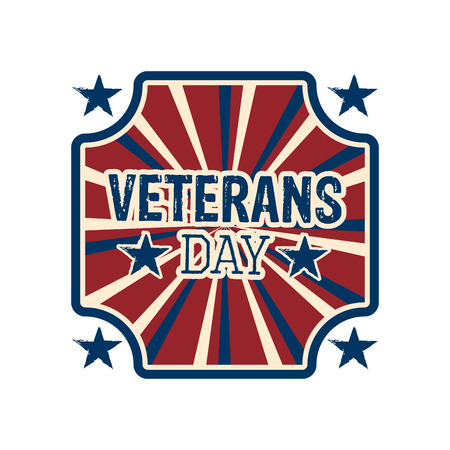 Isolated retro veteran day label. Vector illustration designのイラスト素材