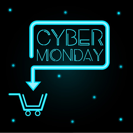 Neon cyber monday promotion. Vector illustration designのイラスト素材