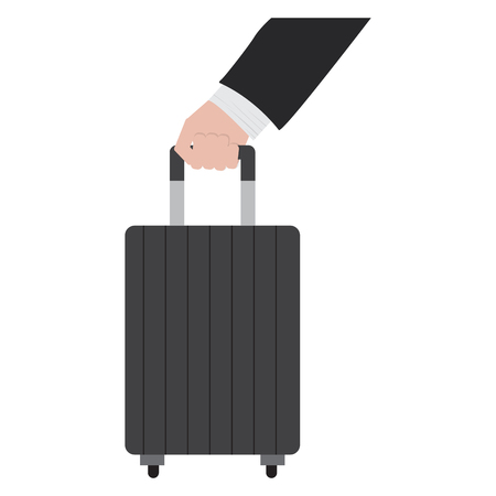 Hand holding a travel suitcase. Vector illustration designのイラスト素材