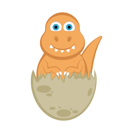 Cute dinosaur on an eggshell. Vector illustration designのイラスト素材