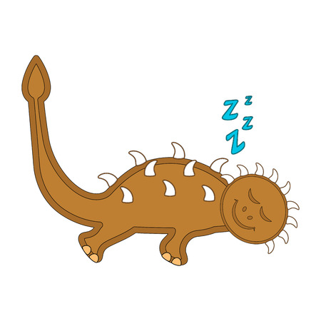 Cute dinosaur cartoon character sleeping. Vector illustration designのイラスト素材