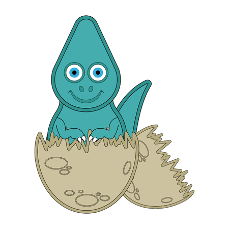 Cute dinosaur on an eggshell. Vector illustration designのイラスト素材