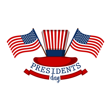 President day banner with two flags of united states and traditional hat. Vector illustration designのイラスト素材