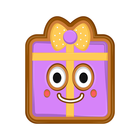 Happy gift box gingerbread. Vector illustration designのイラスト素材