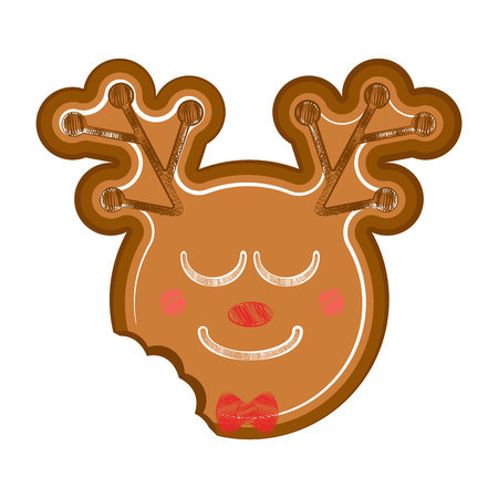 Isolated happy bitten reindeer gingerbread. Vector illustration designのイラスト素材