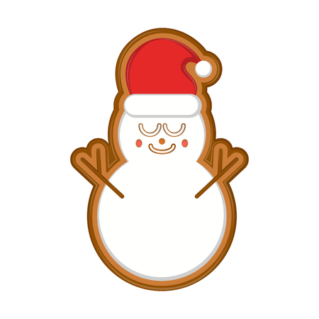 Isolated happy snowman gingerbread with a christmas hat. Vector illustration designのイラスト素材