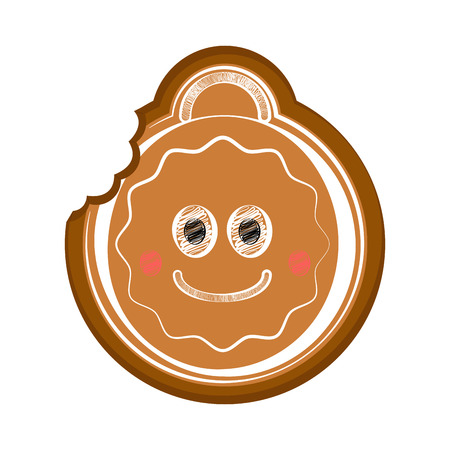 Happy bitten christmas ball gingerbread. Vector illustration designのイラスト素材