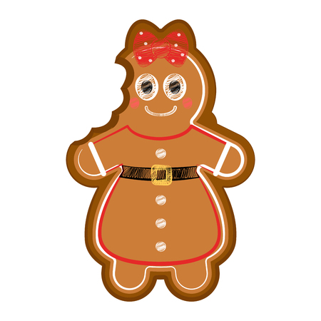 Isolated happy bitten woman gingerbread. Vector illustration designのイラスト素材