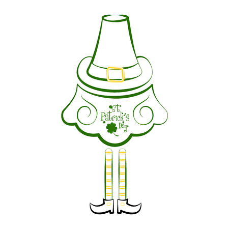 Sketch of a traditional irish hat with beard and elven legs. Vector illustration designのイラスト素材