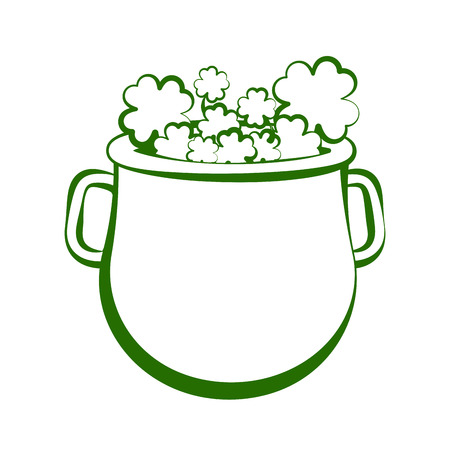 Outline of a pot with clovers. Vector illustration designのイラスト素材