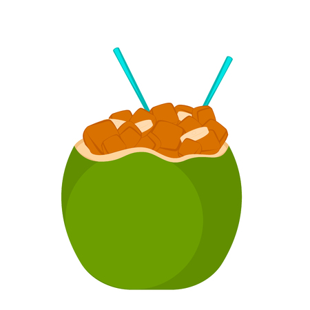 Fruit cocktail in a coconut. Vector illustration designのイラスト素材