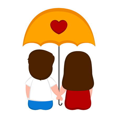 Isolated couple in love witn a umbrella. Valentines day. Vector illustration designのイラスト素材