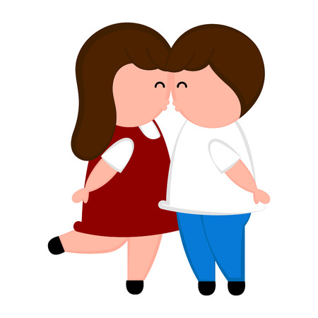 Isolated couple kissing image. Valentines day. Vector illustration designのイラスト素材