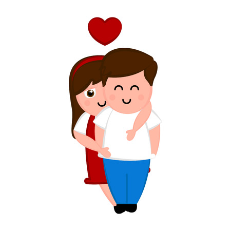 Isolated couple in love with a heart. Valentines day. Vector illustration designのイラスト素材