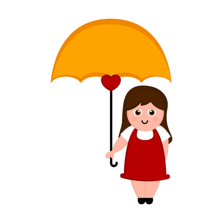 Woman with an umbrella. Valentines day. Vector illustration designのイラスト素材
