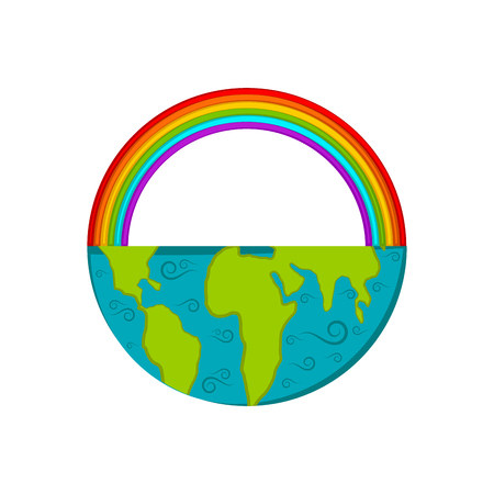 Isolated half earth with a rainbow. Vector illustration designのイラスト素材