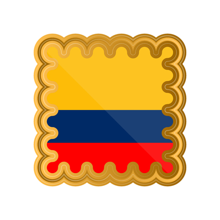 Isolated flag of Colombia on premium label. Vector illustration designのイラスト素材