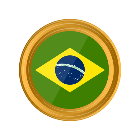 Isolated flag of Brazil on premium label. Vector illustration designのイラスト素材