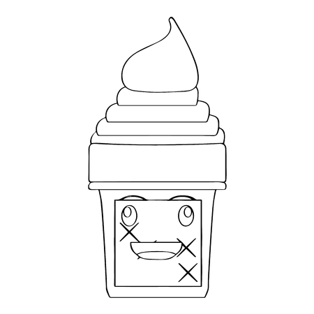 Happy ice cream cone outline. Vector illustration designのイラスト素材