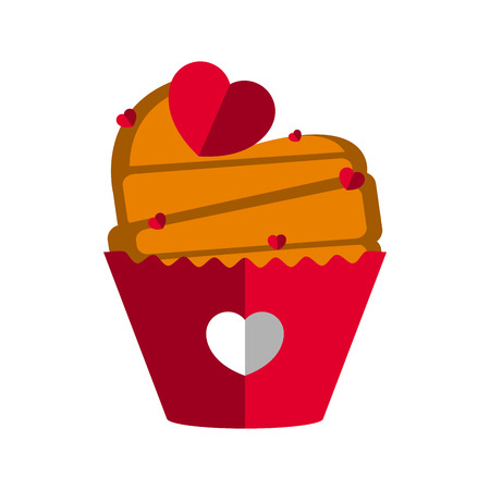 Isolated muffin with heart chips. Love icon. Vector illustration designのイラスト素材