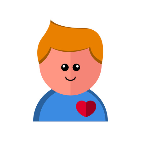 Cute cartoon avatar of a man. Love icon. Vector illustration designのイラスト素材