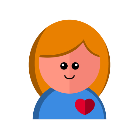 Cute cartoon avatar of a woman. Love icon. Vector illustration designのイラスト素材