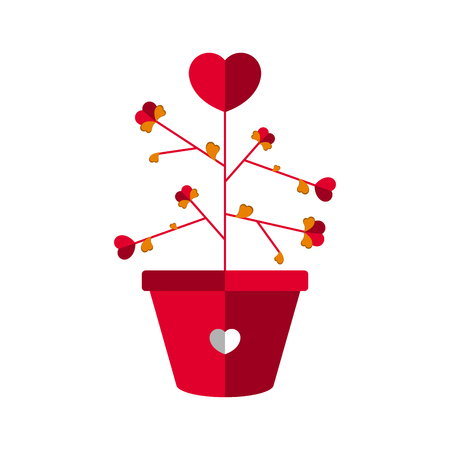 Plant with heart flowers. Love icon. Vector illustration designのイラスト素材