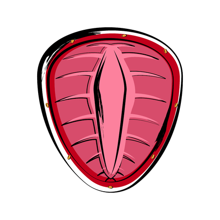 Sketch of a front view of a cut strawberry. Vector illustration designのイラスト素材
