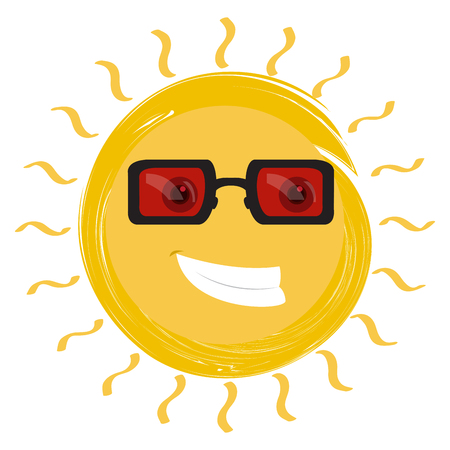 Isolated happy sun with sunglasses. Vector illustration designのイラスト素材