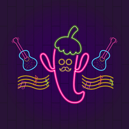 Cinco de mayo neon banner. Vector illustration designのイラスト素材