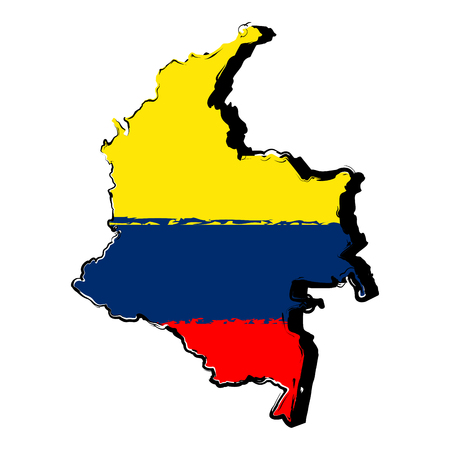 Map of Colombia with flag. Sketch. Vector illustration designのイラスト素材