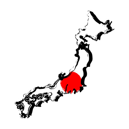 Map of Japan with flag. Sketch. Vector illustration designのイラスト素材