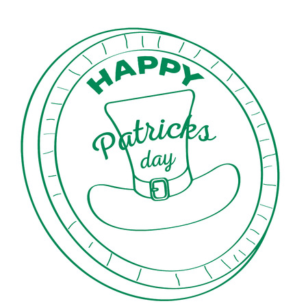 Outline of a golden coin with an irish hat icon. Vector illustration designのイラスト素材
