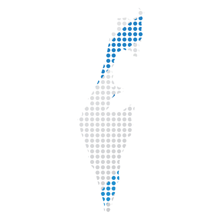 Map of Israel with flag. Pointillism style. Vector illustration designのイラスト素材